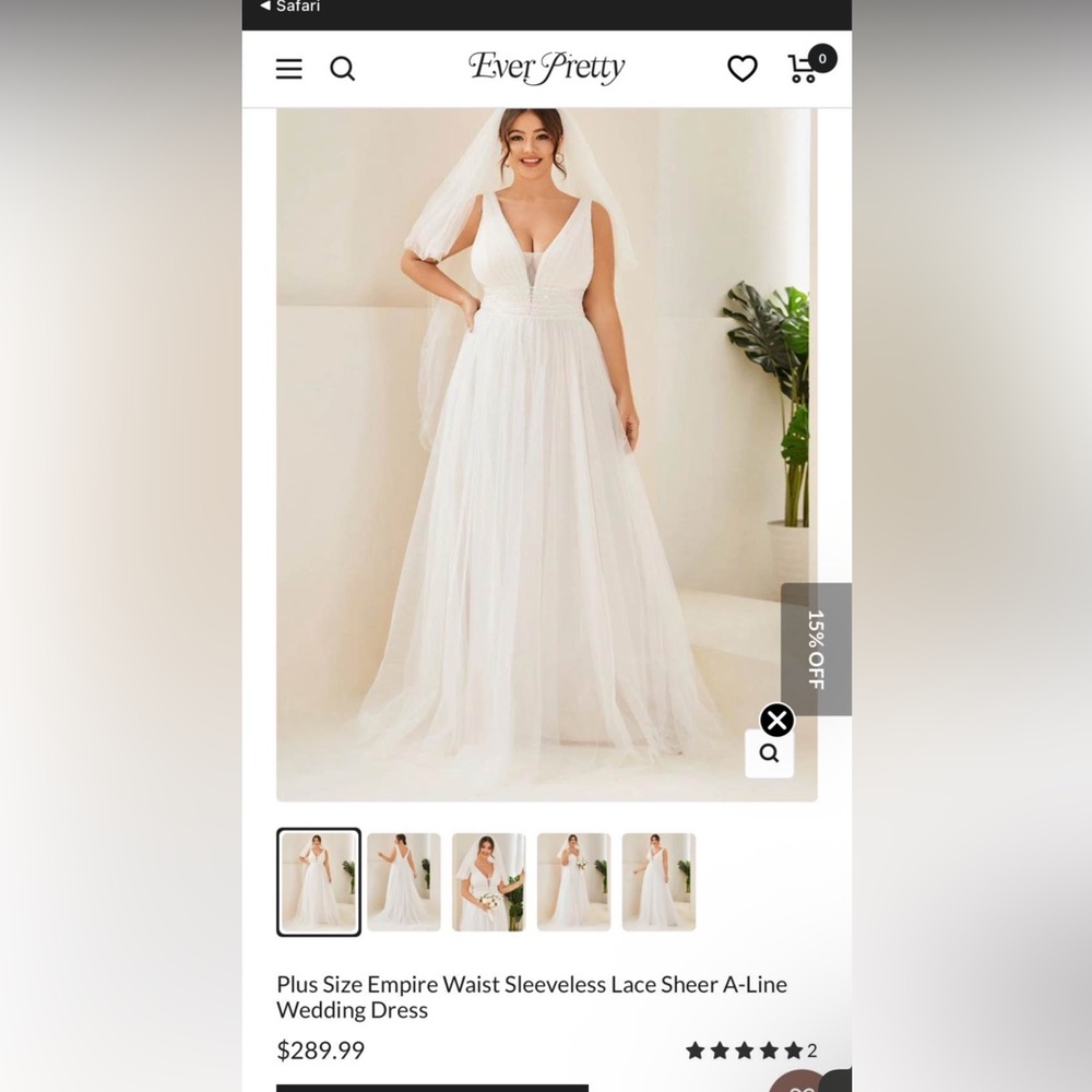 Ever Pretty White Plus-Size Empire Waist Sleeveless Lace A-Line Wedding Dress